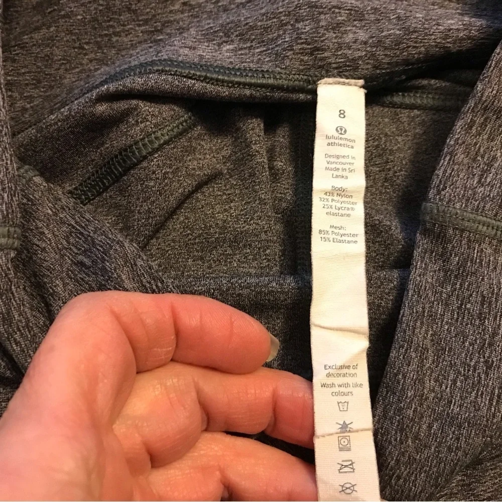 Lululemon Gray capris withh Black Lace in size 8
